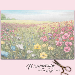 Pastel Spring Wildflower Meadow Decoupage Tissue Paper