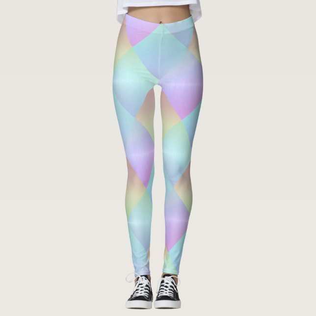 Pastel Squares Pattern Leggings (Front)
