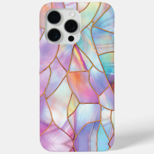 Pastel Stained Glass Gold Lines iPhone 15 Pro Max Case