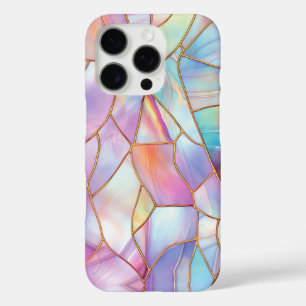 Pastel Stained Glass Gold Lines iPhone 16 Pro Case