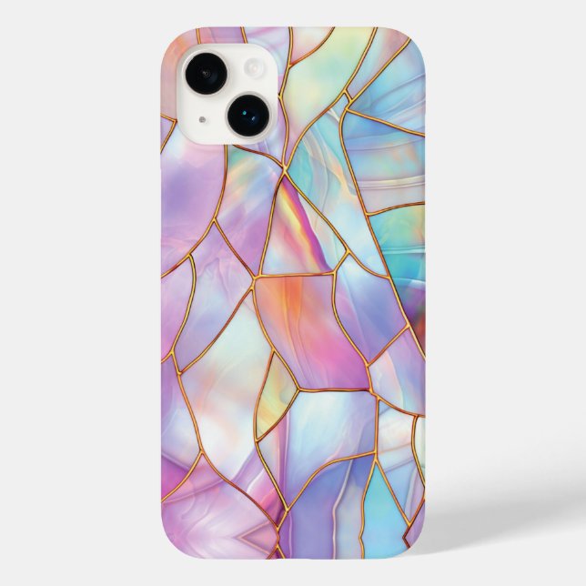 Pastel Stained Glass Gold Lines Case-Mate iPhone Case (Back)