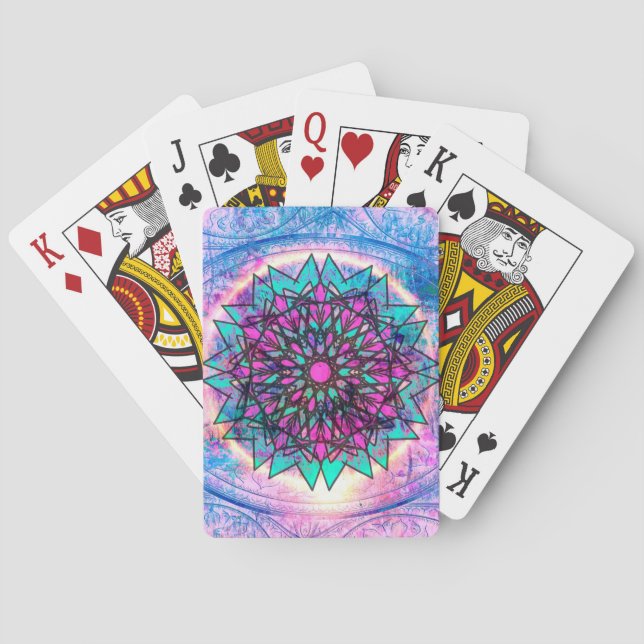 Pastel Stained Glass Mandala Playing Cards (Back)