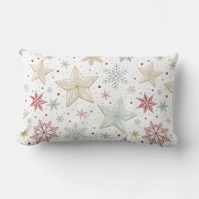 "Pastel Star Pattern Lumbar Throw Pillow (Front)