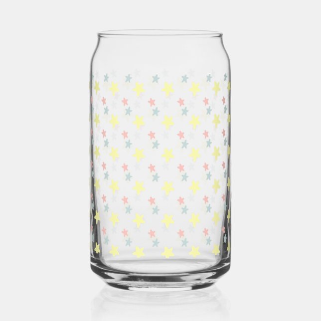 Pastel Star Printed Can Glass | Cute Colourful Sta (Right)