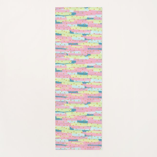 Pastel Starburst Brushstrokes Yoga Mat (Front)