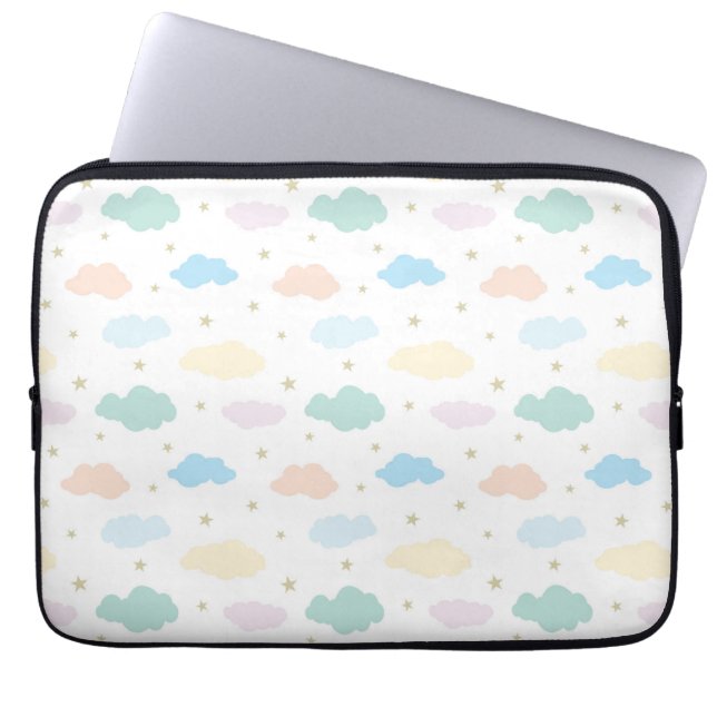 Pastel Stars & Clouds Laptop Sleeve (Front)