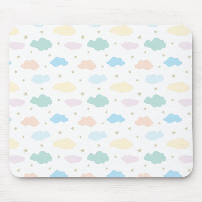 Pastel Stars & Clouds Mouse Pad (Front)