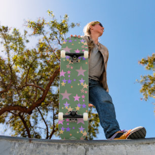 Pastel Stars Faded Green Skateboard HAMbWG