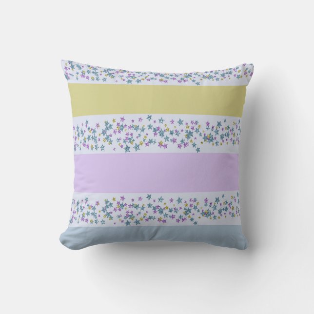 Pastel Stars & Stripes Throw Pillow (Front)
