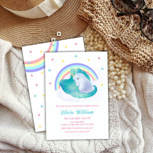 Pastel Stars Unicorn Rainbow Baby Shower Invitation