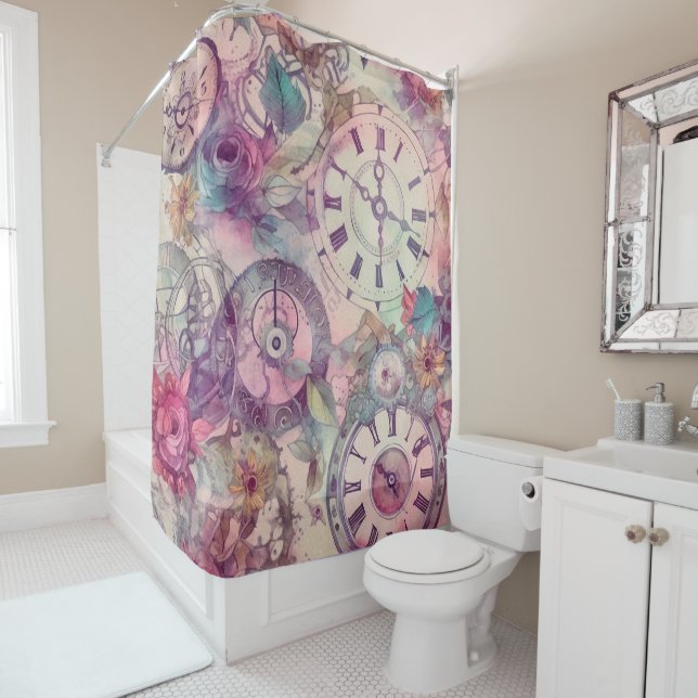 Pastel Steampunk Shower Curtain (In Situ)