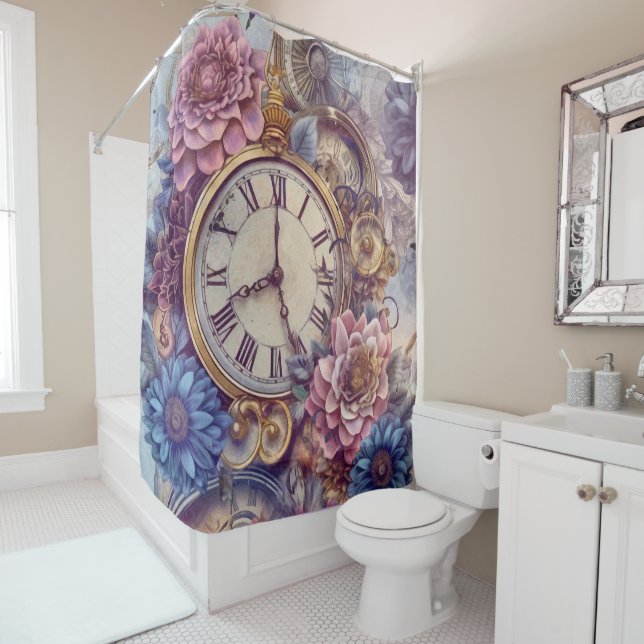 Pastel Steampunk Shower Curtain (In Situ)