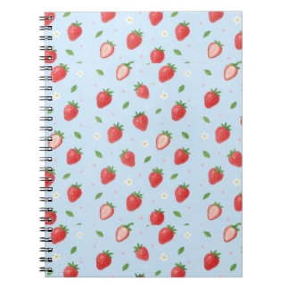 Pastel Strawberry Dreams Seamless Pattern Notebook