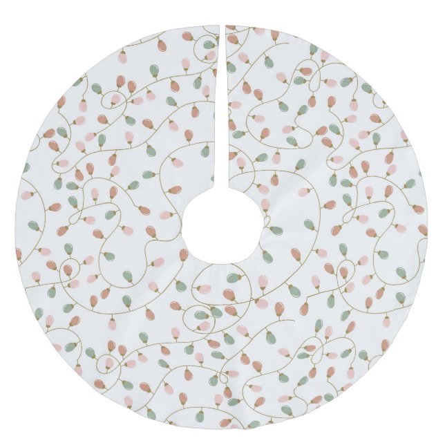  Pastel String Lights on Snowy White Brushed Polyester Tree Skirt (Front)