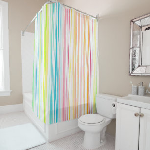 Pastel Stripe Pattern Colour Shower Curtain