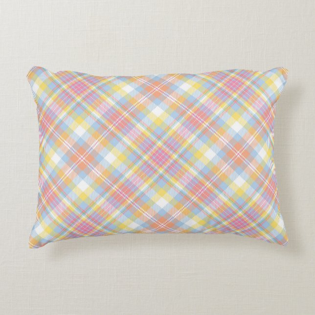 Pastel Stripe Plaid Decorative Cushion (Front)