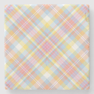 Pastel Stripe Plaid Stone Coaster