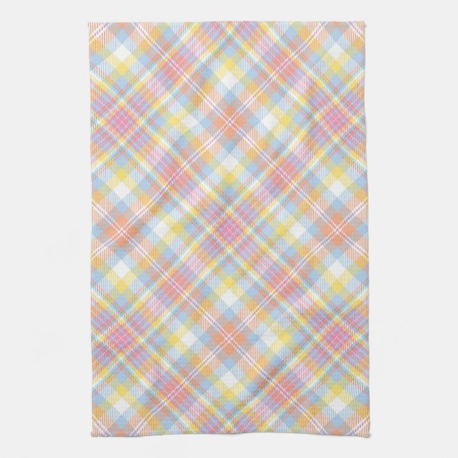 Pastel Stripe Plaid Tea Towel (Vertical)
