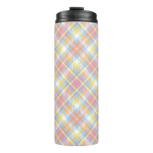 Pastel Stripe Plaid Thermal Tumbler