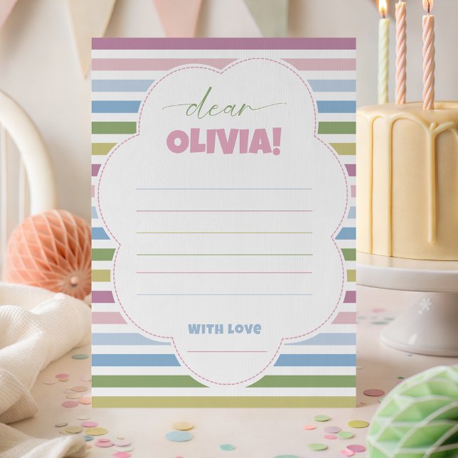 Pastel Striped 1st Birthday Time Capsule Card (Creator Uploaded)