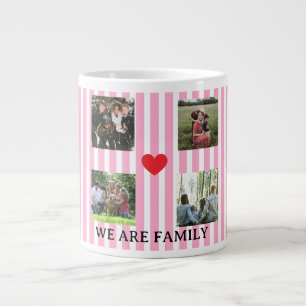 pastel striped family collage large coffee mug