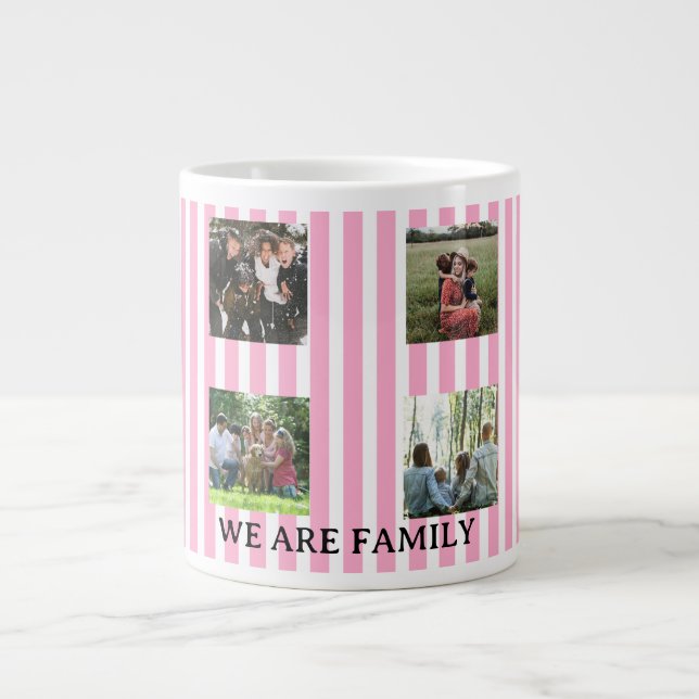 pastel striped family collage large coffee mug (Front)