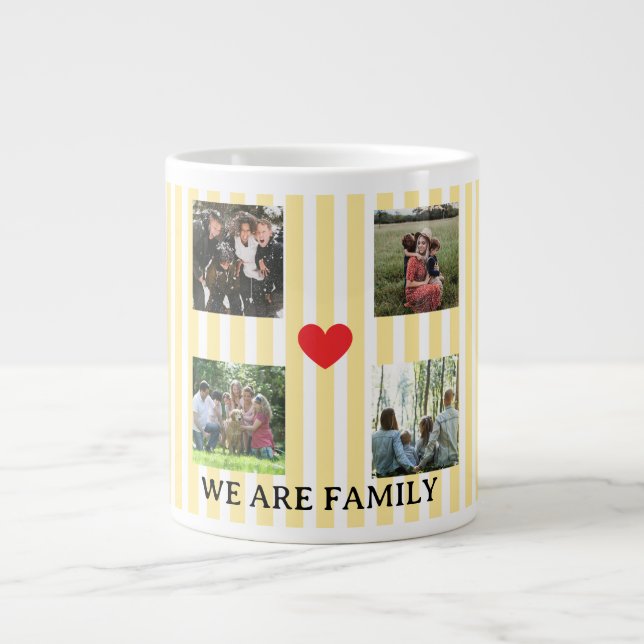 pastel striped family collage large coffee mug (Front)