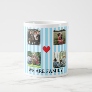pastel striped family collage large coffee mug