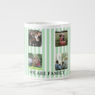 pastel striped family collage large coffee mug