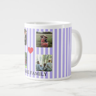 pastel striped family collage large coffee mug