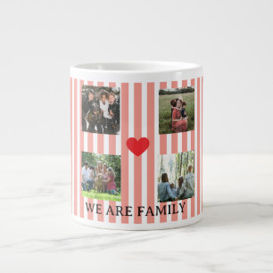 pastel striped family collage large coffee mug