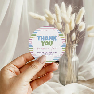 Pastel Striped Fun to Be One Favour Thank You Tag