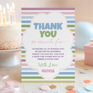 Pastel Striped Fun to Be One Thank You Card