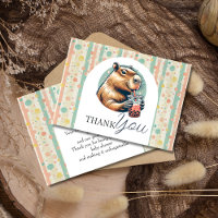 Pastel Striped Funny Capybara Custom Baby Shower