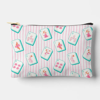 Pastel Striped Mahjong Cosmetic and Accessory Pouch