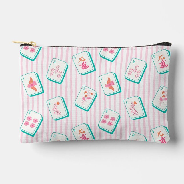 Pastel Striped Mahjong Cosmetic and Accessory Pouch (Front)
