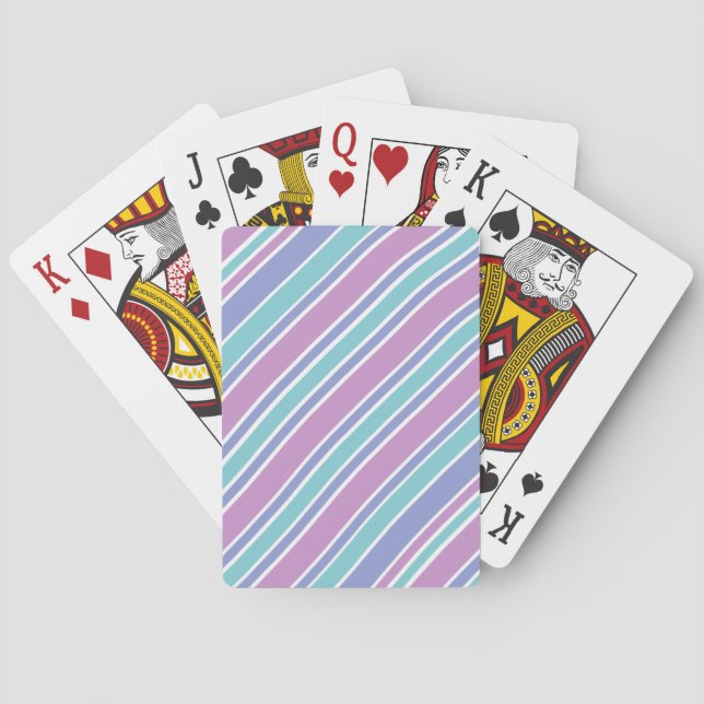 Pastel Striped Pattern Playing Cards (Back)