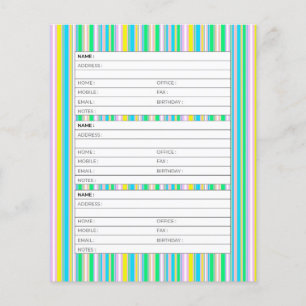 Pastel stripes address book page