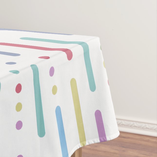 Pastel stripes and dots pattern tablecloth (In Situ)