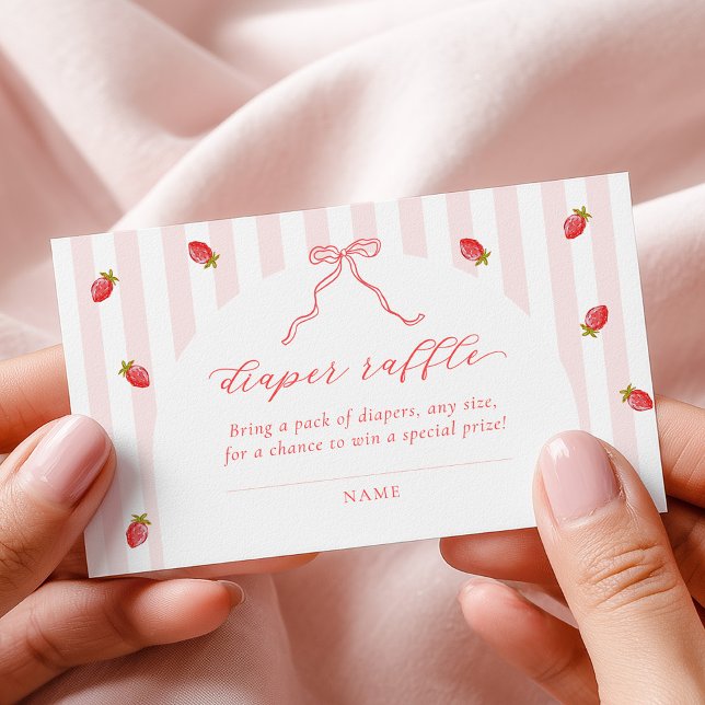 Pastel Stripes Berry Baby Shower Diaper Raffle Enclosure Card (Creator Uploaded)