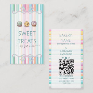 Pastel Stripes Cute Sweet treats Business Card