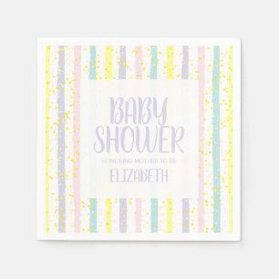Pastel Stripes Gender Neutral Baby Shower Napkin