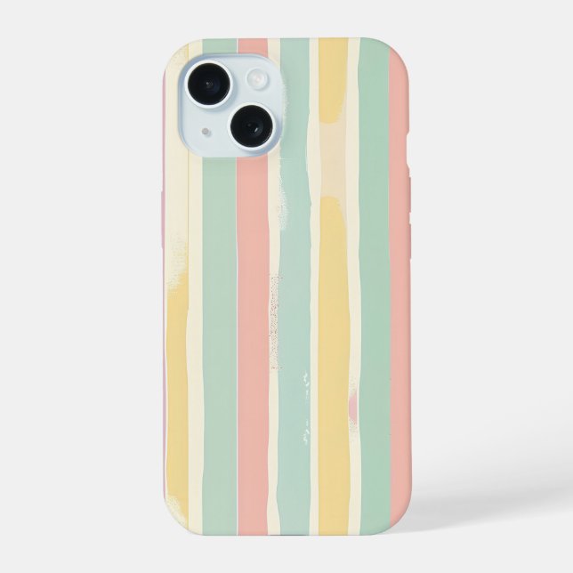 Pastel Stripes Harmony iPhone 15 Case (Back)