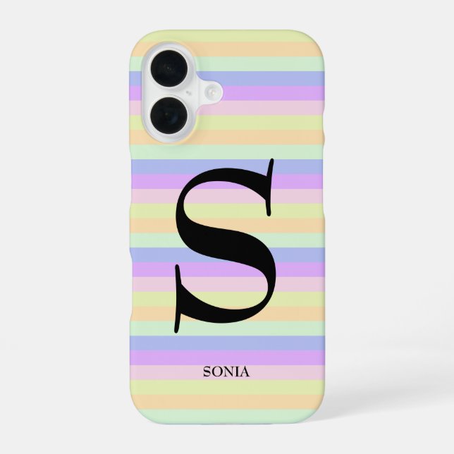 Pastel Stripes iPhone 16 Case (Back)