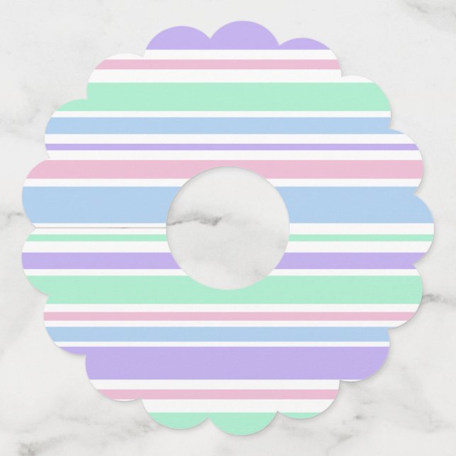 Pastel Stripes Paper Wine Glass Tags (Front)