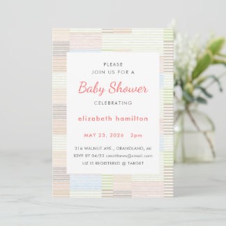 Pastel Stripes Patchwork Baby Shower Invitation