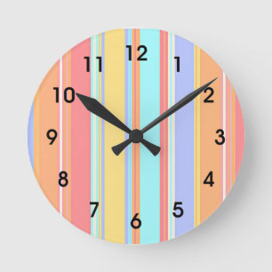 Pastel stripes pattern round clock