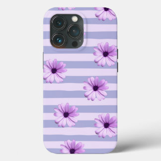 Pastel stripes pattern with Daisies iPhone 13 Pro Case