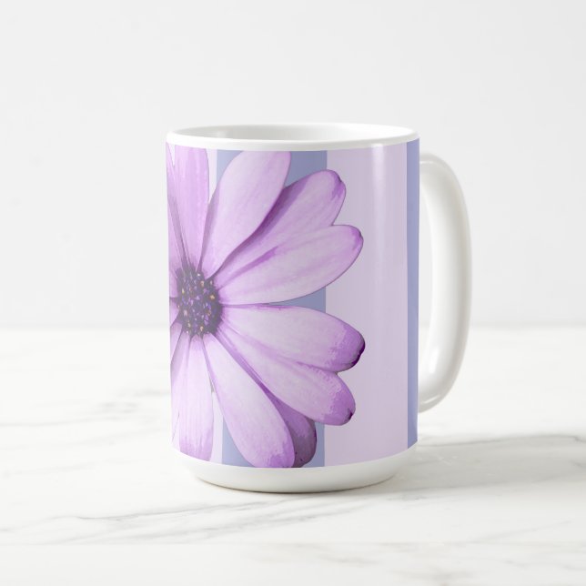 Pastel stripes pattern with Daisies Coffee Mug (Front Right)