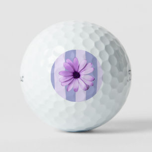 Pastel stripes pattern with Daisies Golf Balls